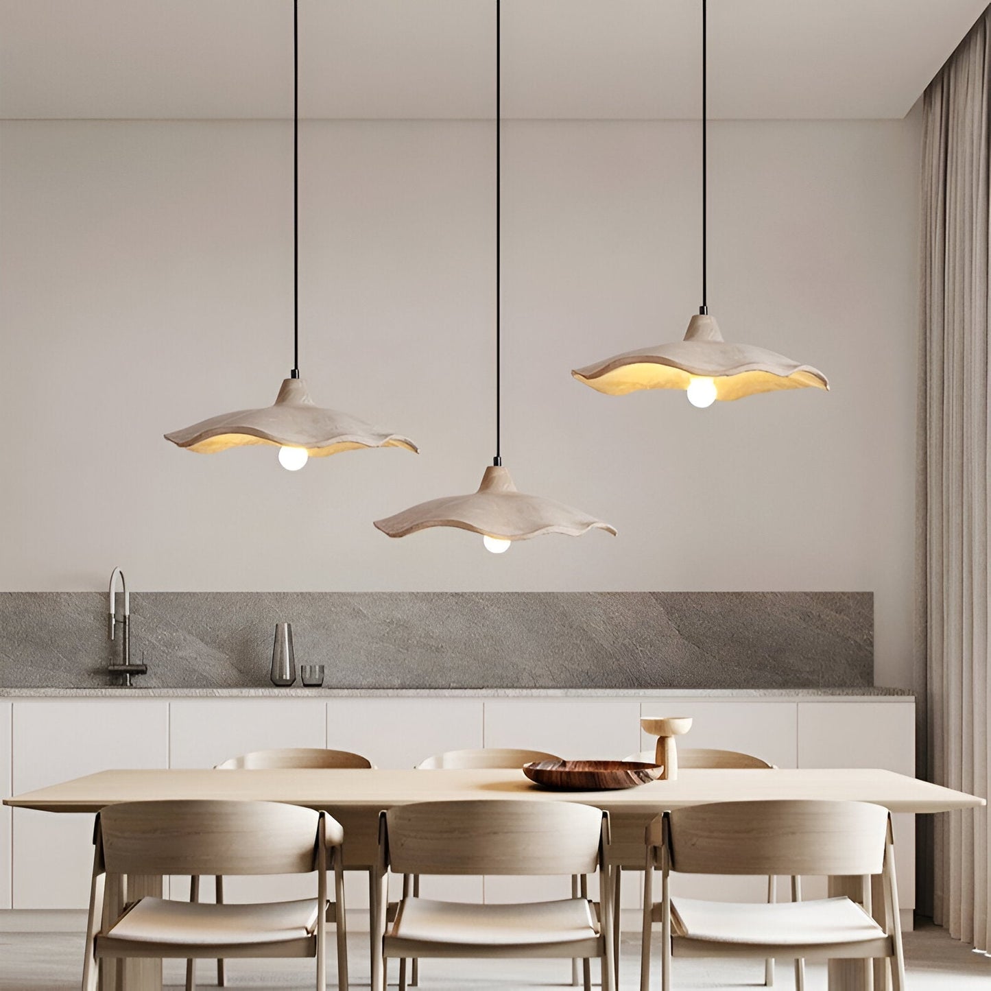Wabi-Sabi Flower Shaped Cement Pendant Light With Adjustable Cord
