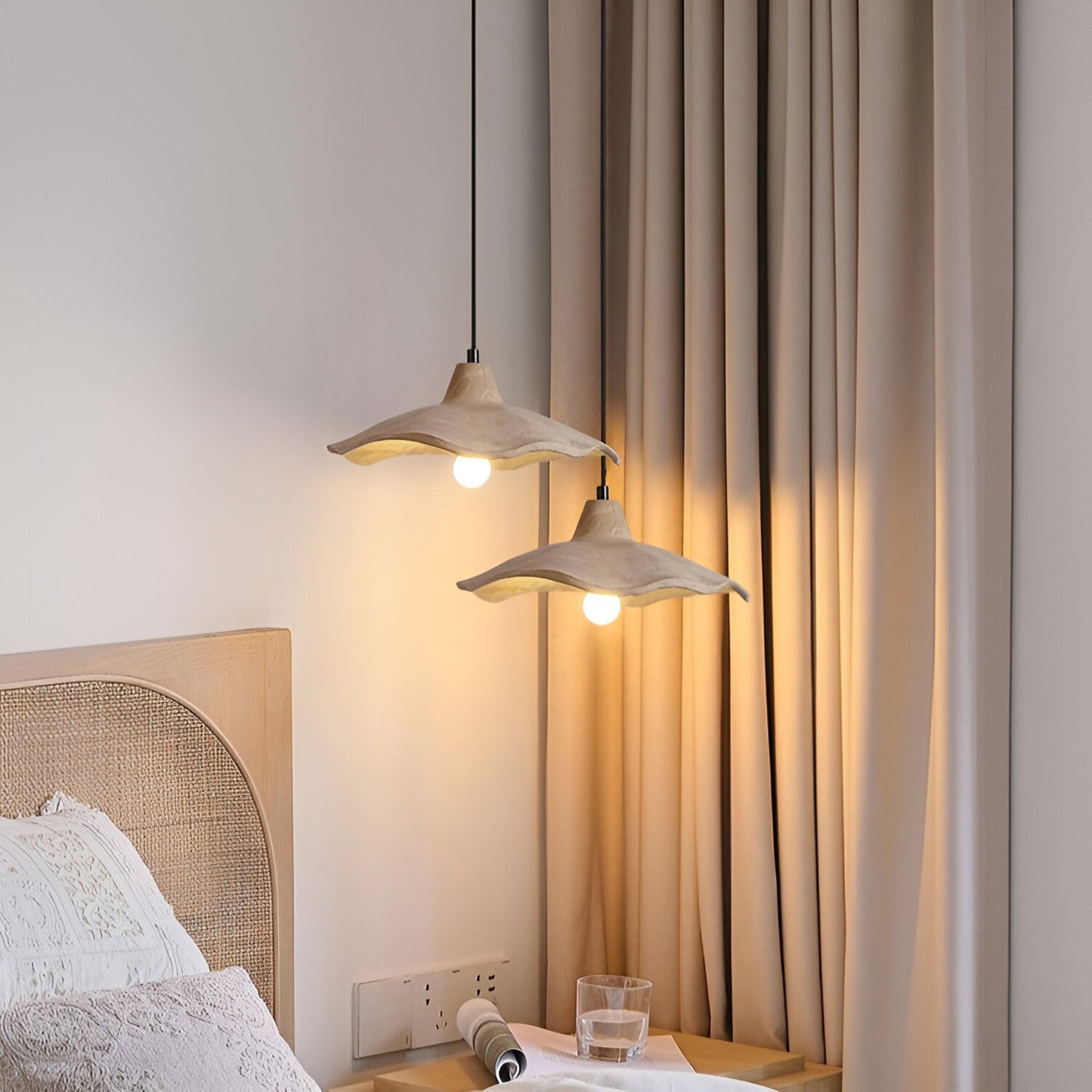 Wabi-Sabi Flower Shaped Cement Pendant Light With Adjustable Cord