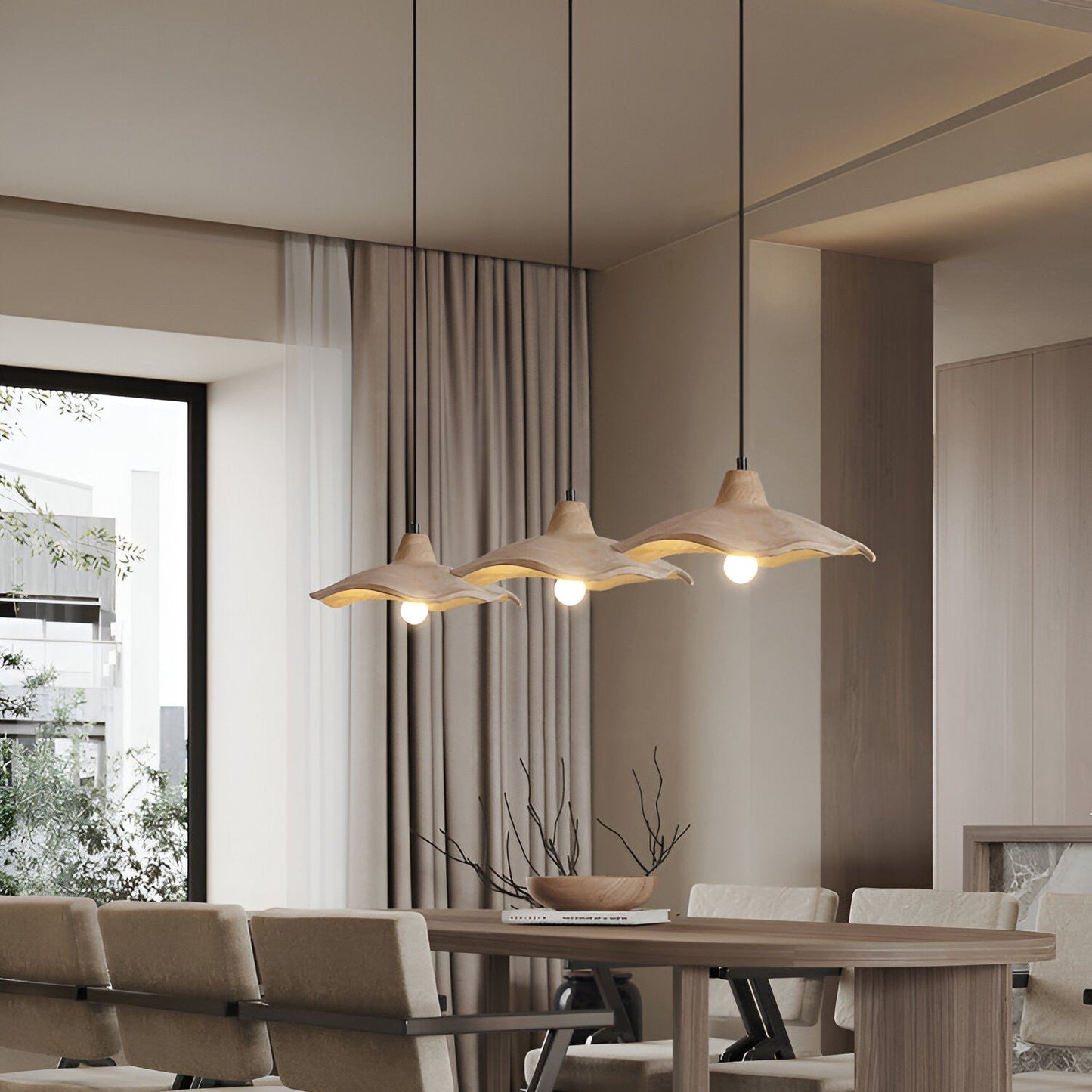 Wabi-Sabi Flower Shaped Cement Pendant Light With Adjustable Cord
