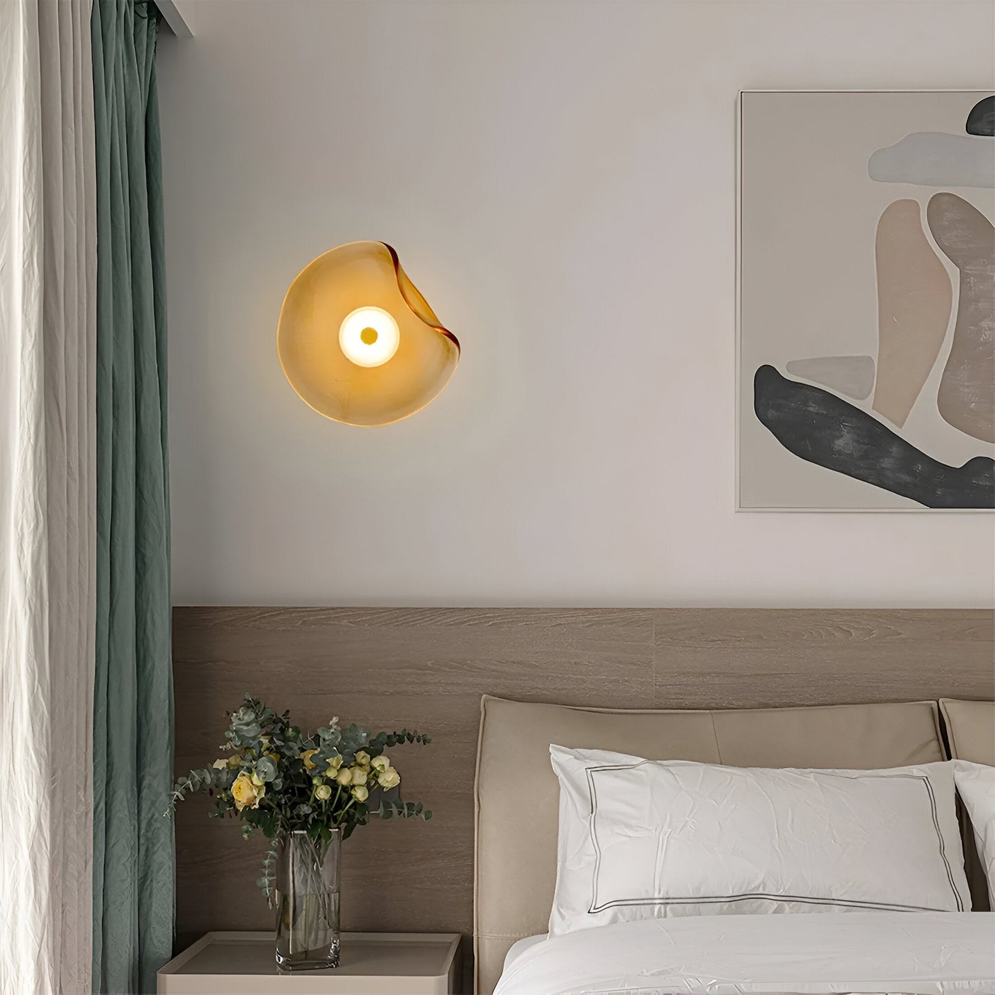 Nordic Curved Glass Wall Light LED Light With Sculpted Glass Shade