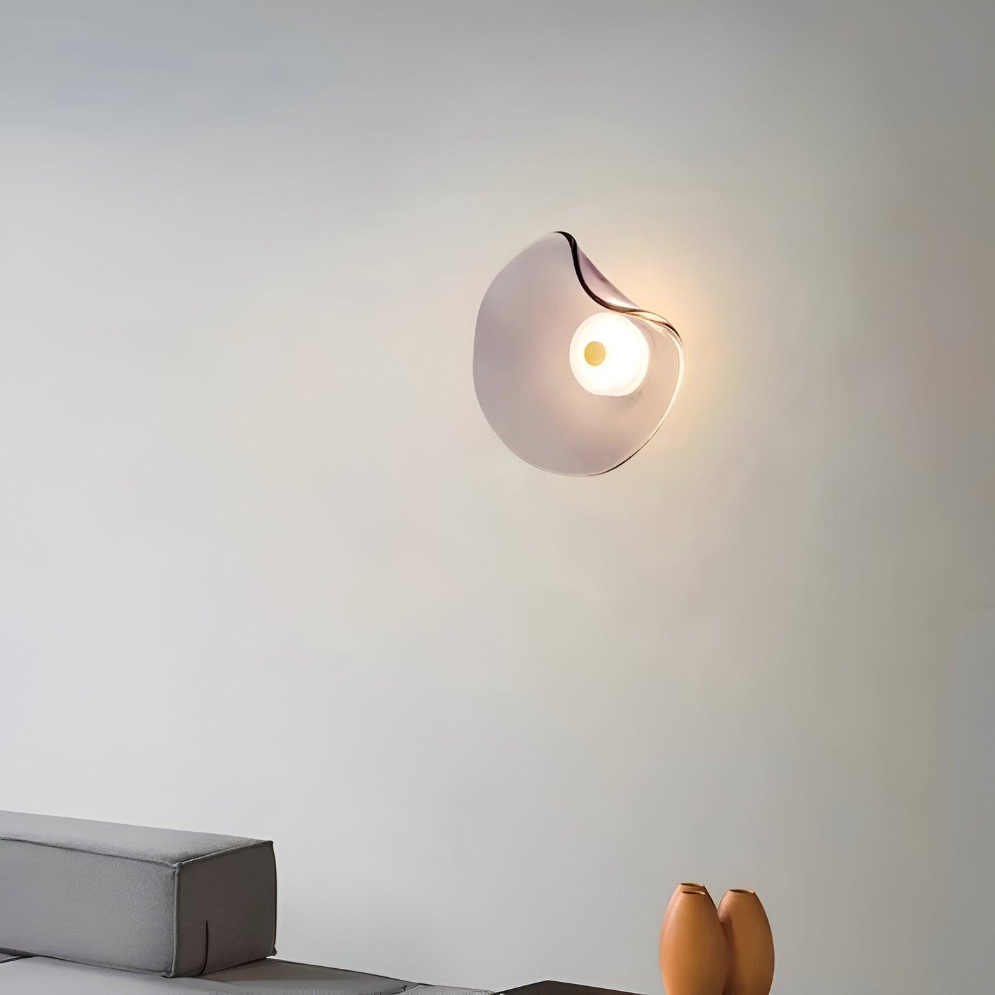 Nordic Curved Glass Wall Light LED Light With Sculpted Glass Shade