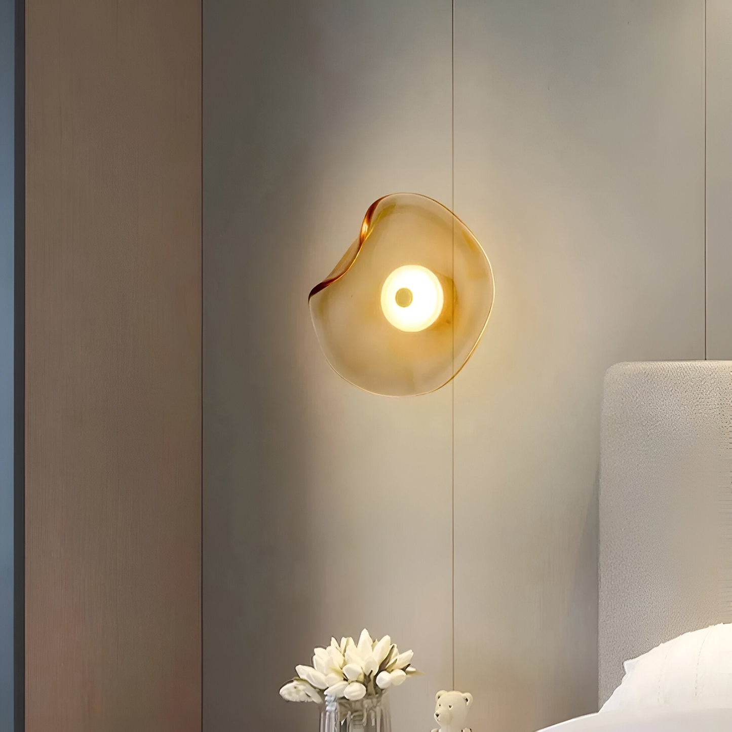 Nordic Curved Glass Wall Light LED Light With Sculpted Glass Shade