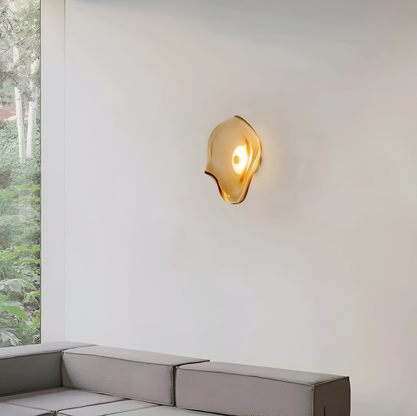 Nordic Curved Glass Wall Light LED Light With Sculpted Glass Shade