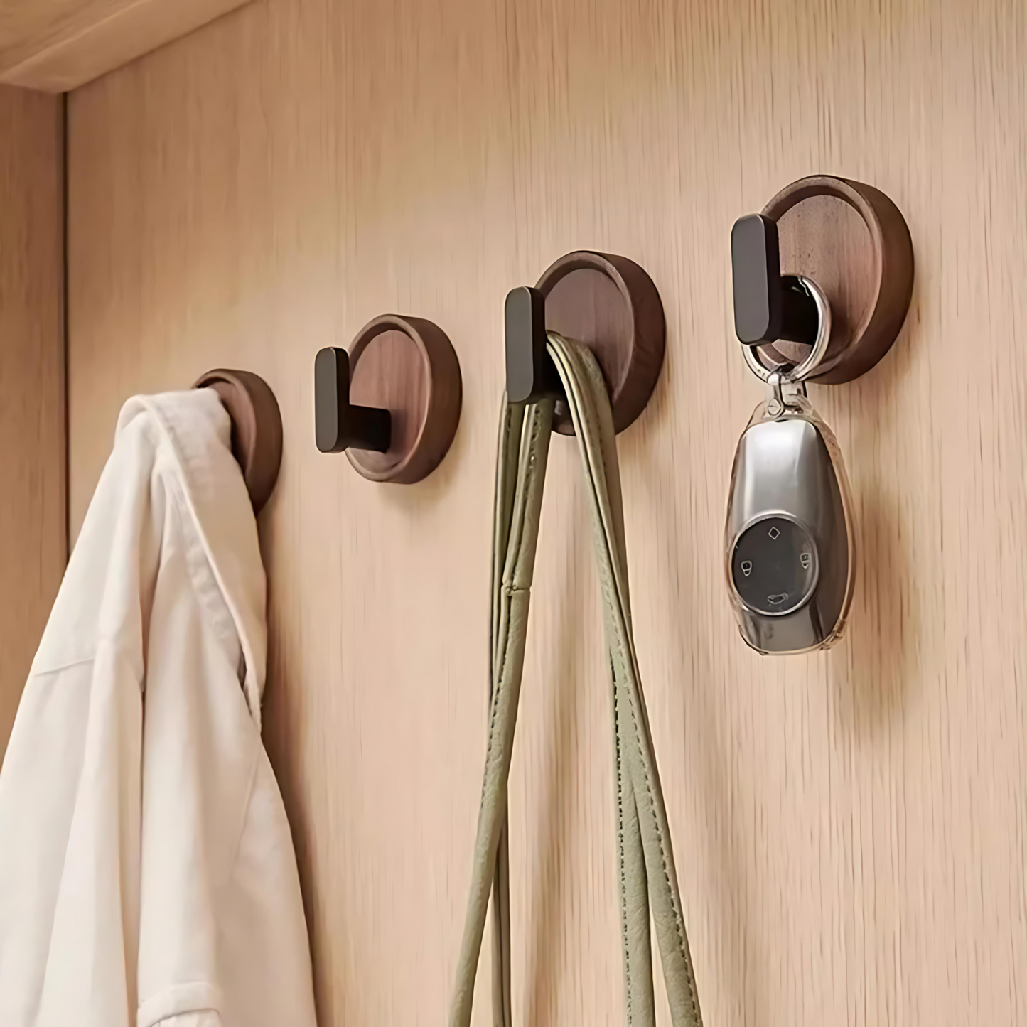 Wall Hook Solid Walnut Self Adhesive Single Hook