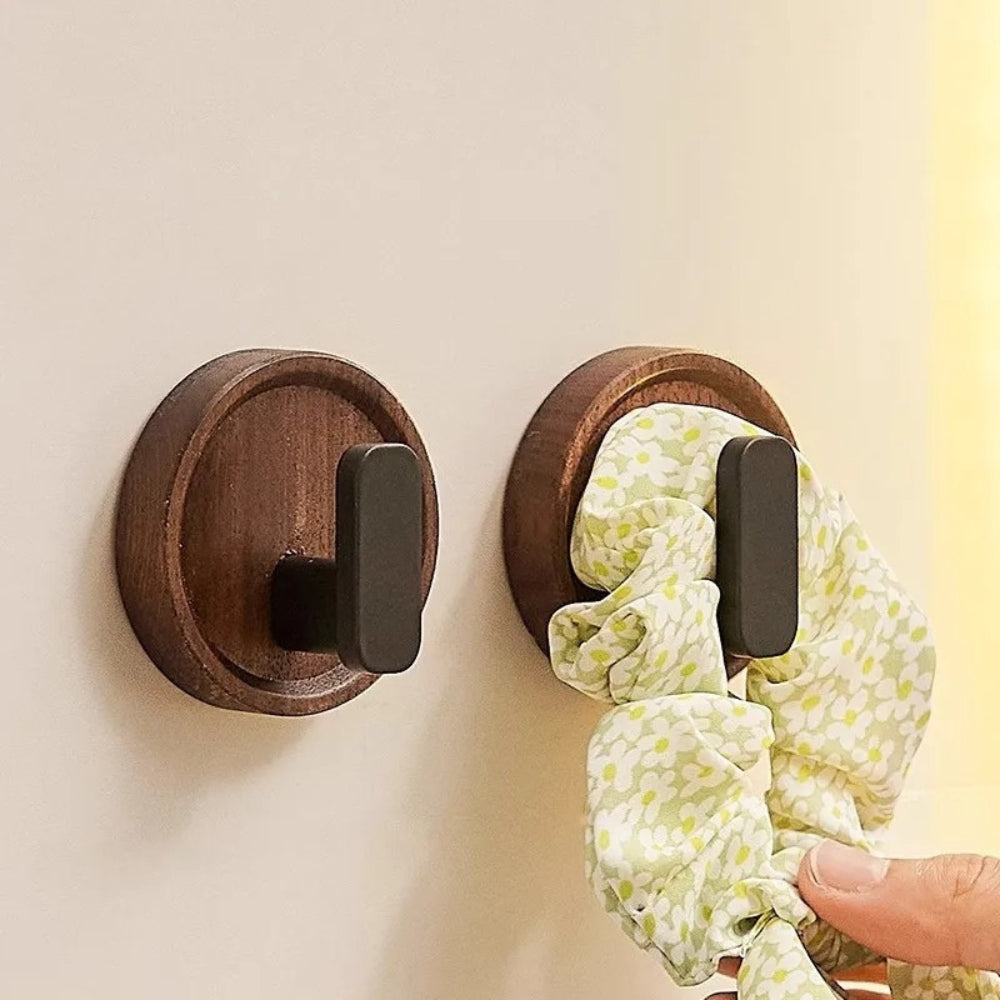 Wall Hook Solid Walnut Self Adhesive Single Hook