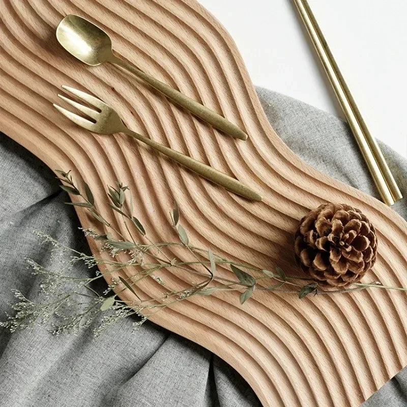 Serving Tray with Rippled Design Integrated Groove Polished Edges