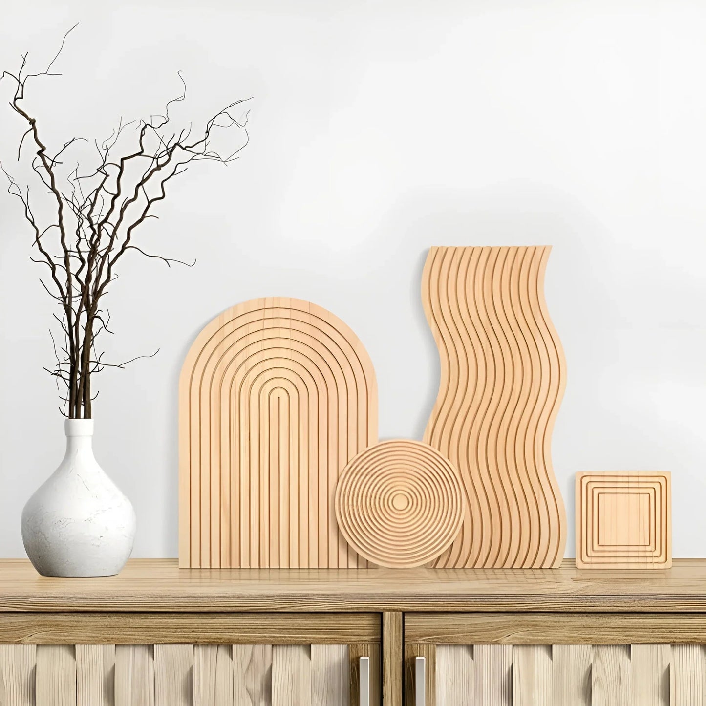 Serving Tray with Rippled Design Integrated Groove Polished Edges