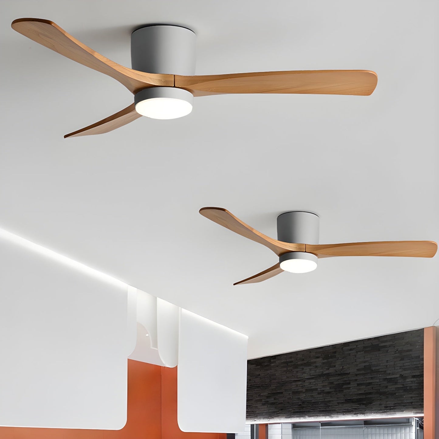 Wood Blade Ceiling Fan Ceiling Light With Remote Control