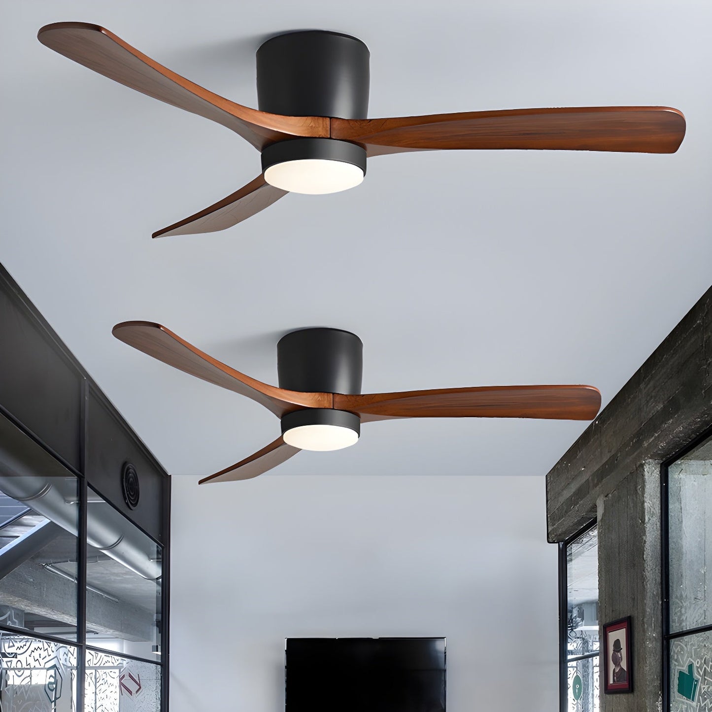Wood Blade Ceiling Fan Ceiling Light With Remote Control