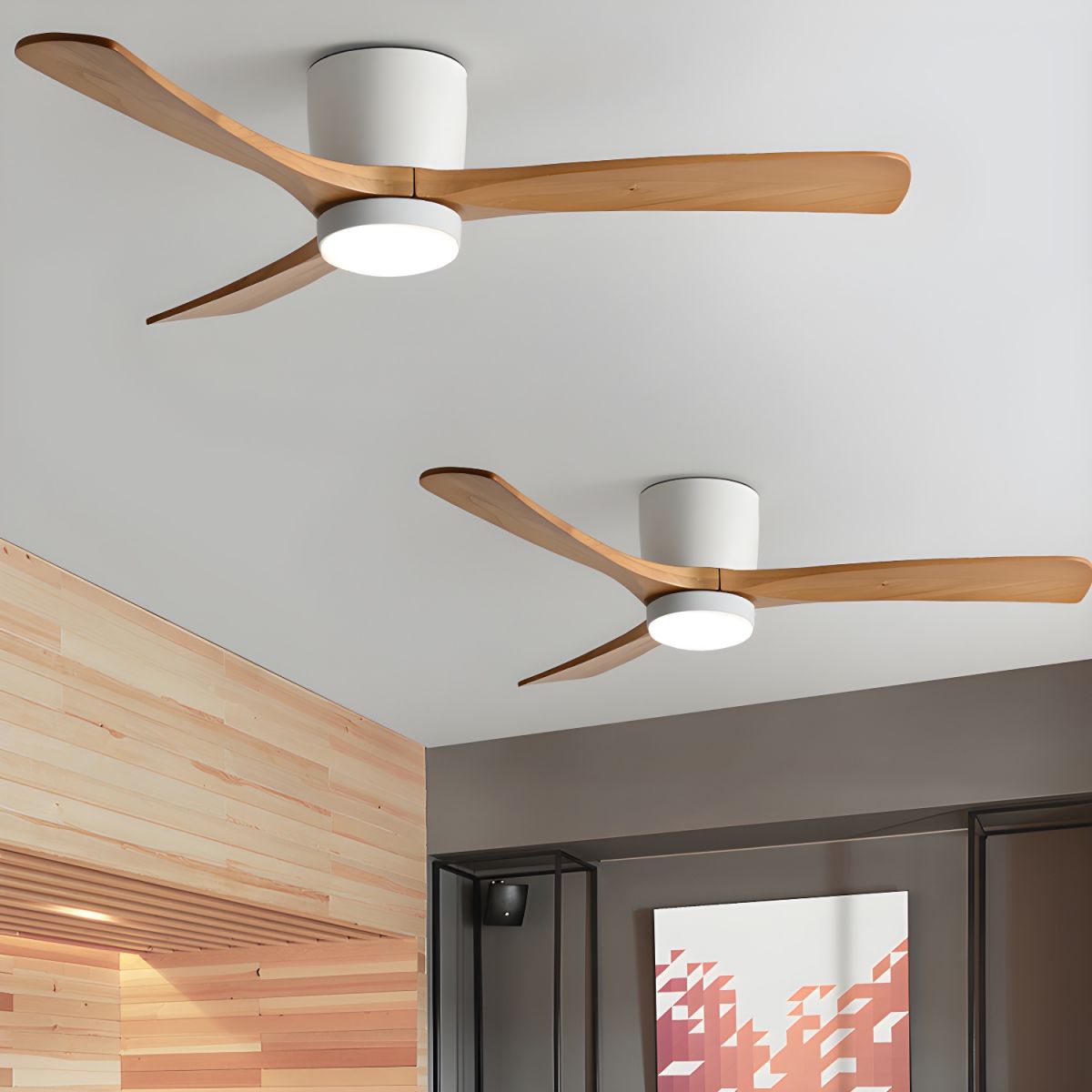 Wood Blade Ceiling Fan Ceiling Light With Remote Control