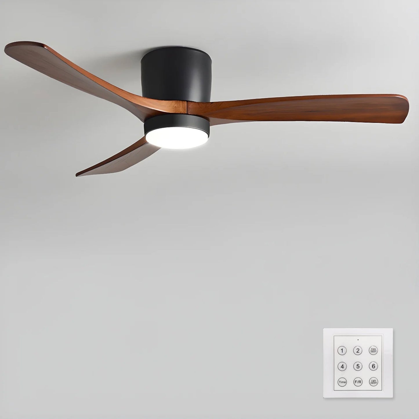 Wood Blade Ceiling Fan Ceiling Light With Remote Control