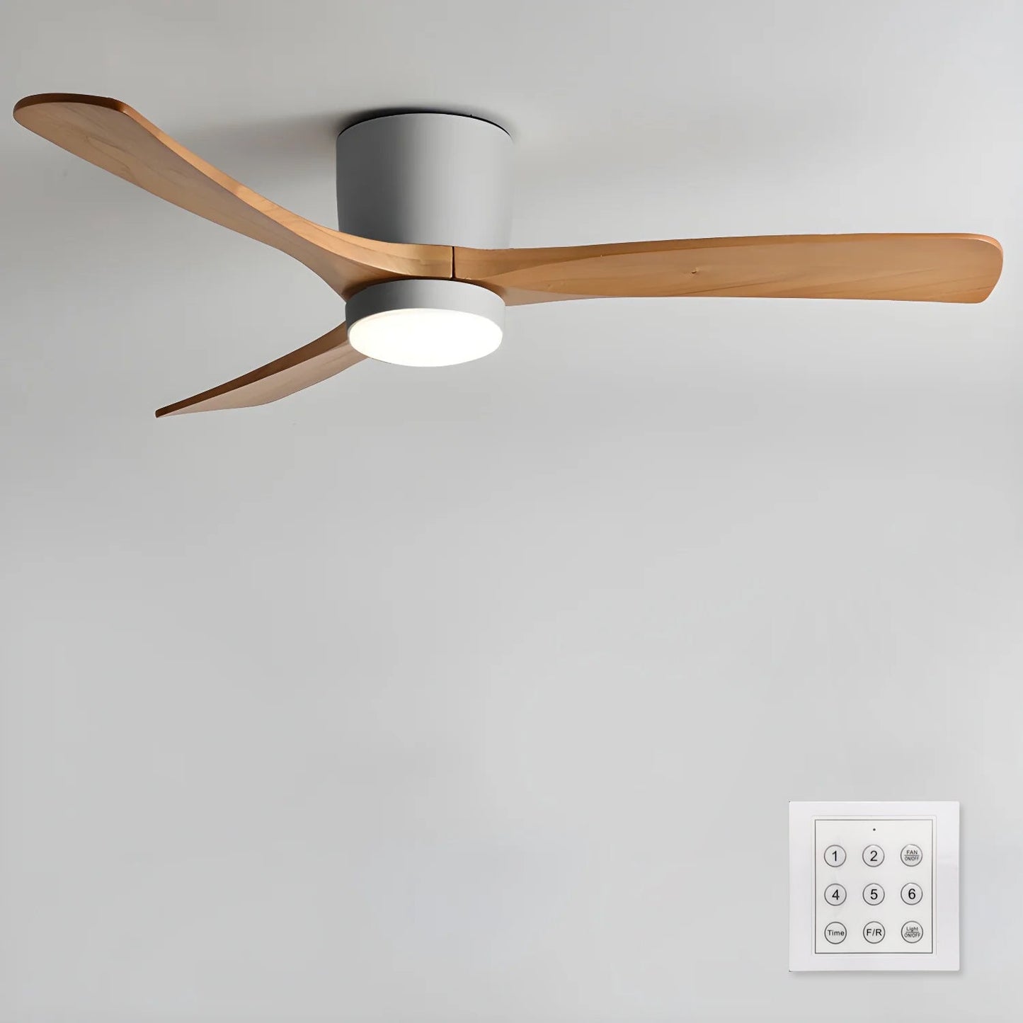 Wood Blade Ceiling Fan Ceiling Light With Remote Control