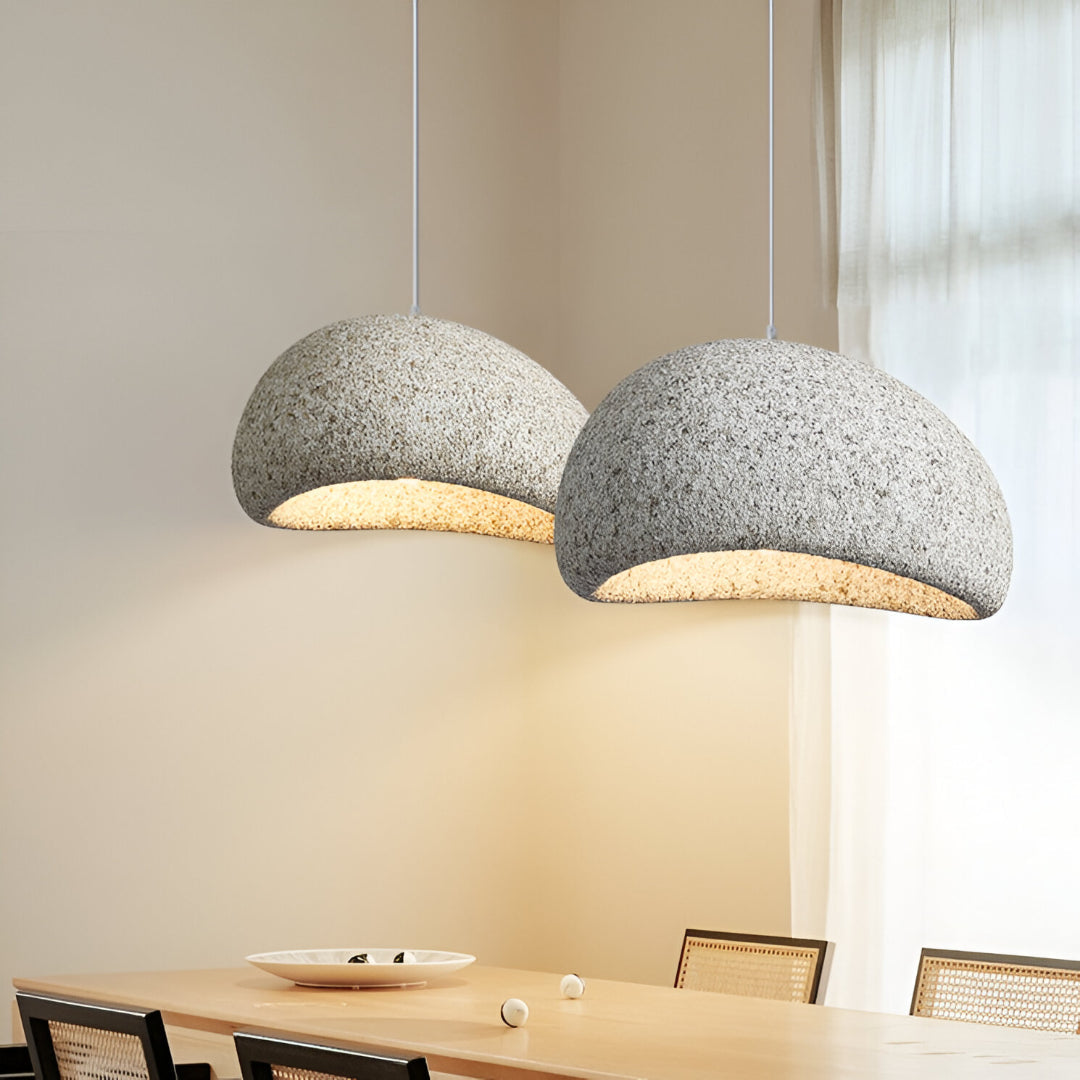 Wabi-Sabi Polystyrene Pendant Light With Spherical Dome Shade