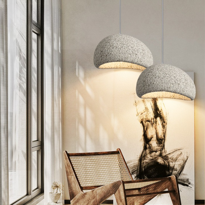 Wabi-Sabi Polystyrene Pendant Light With Spherical Dome Shade