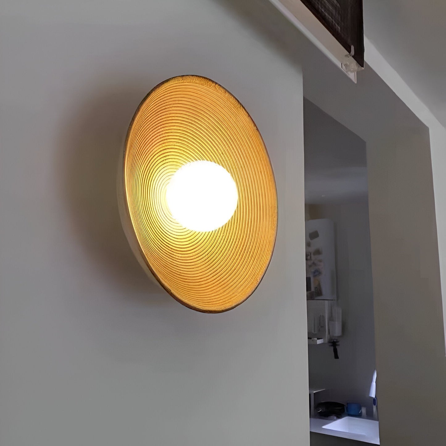 Retro Ceramic Disc Wall Light With Center Globe