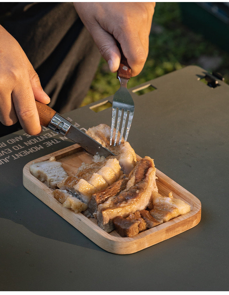 Campingmoon YM-1609/2013 Brich Copping Board Portable Lightweight Wood Cutting Board Double Sided Outdoor Camping Wooden Serving Plate Lunch Box Add-on