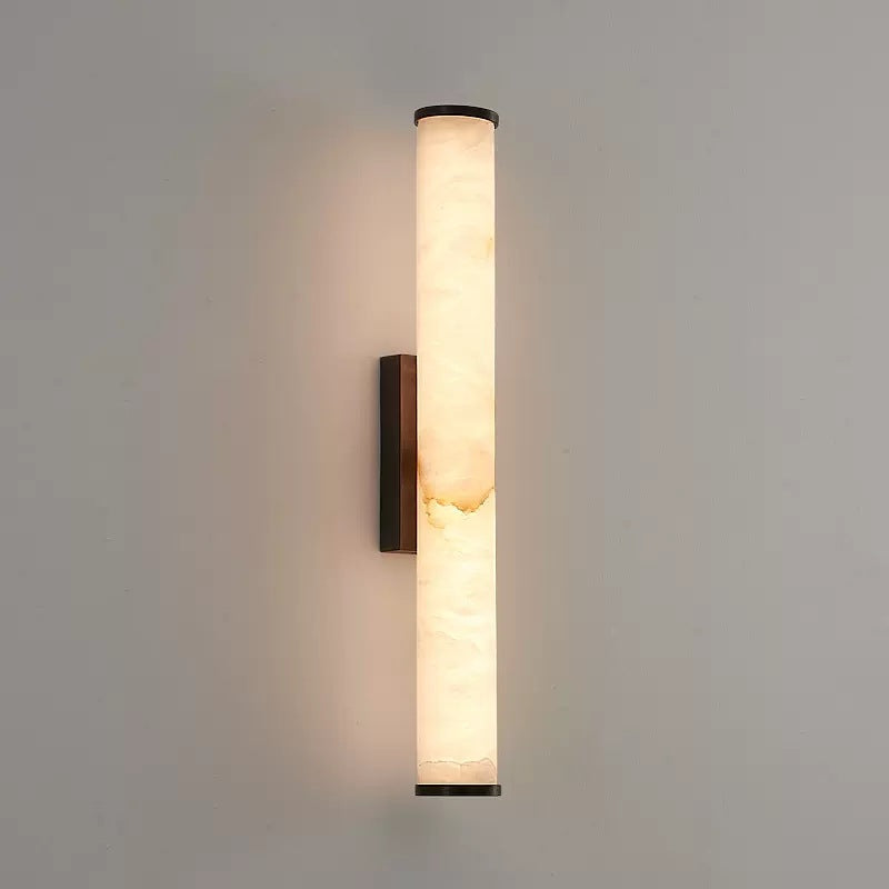 Minimalist Marble Tube Wall Light With Rectangular Backplate