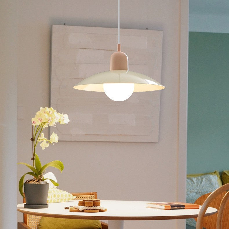 Bauhaus Minimalist Wrought Iron Pendant Light With Dome Shade