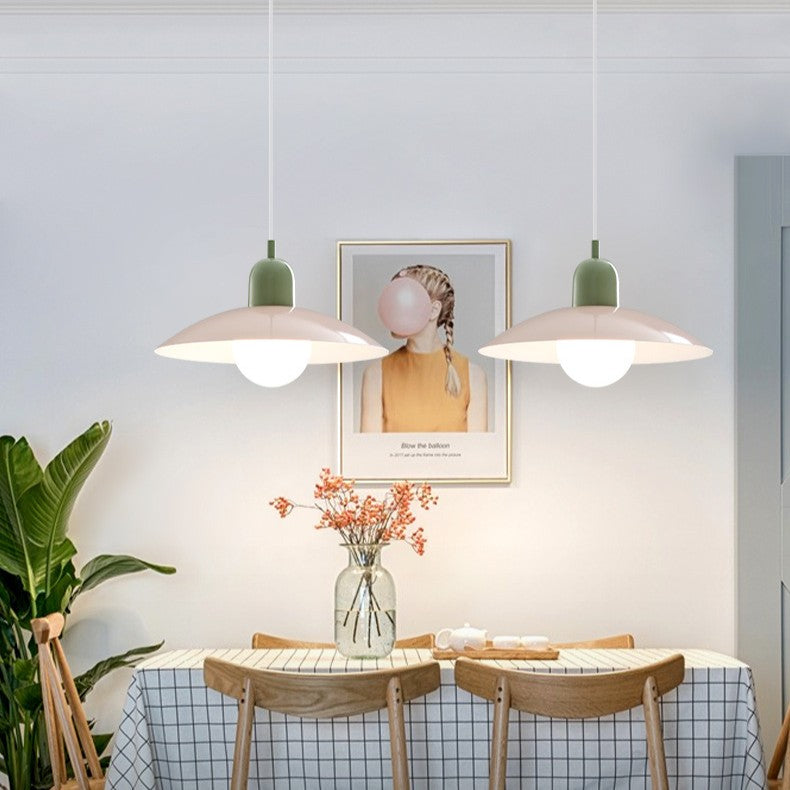 Bauhaus Minimalist Wrought Iron Pendant Light With Dome Shade