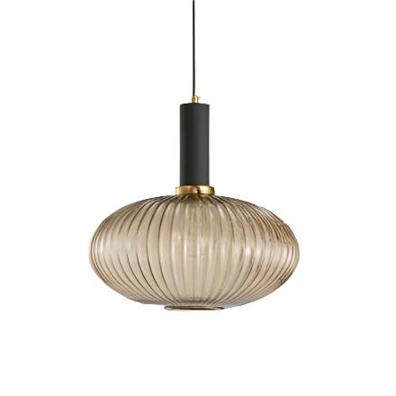Retro Coloured Glass Pendant Light With Iron Fitting