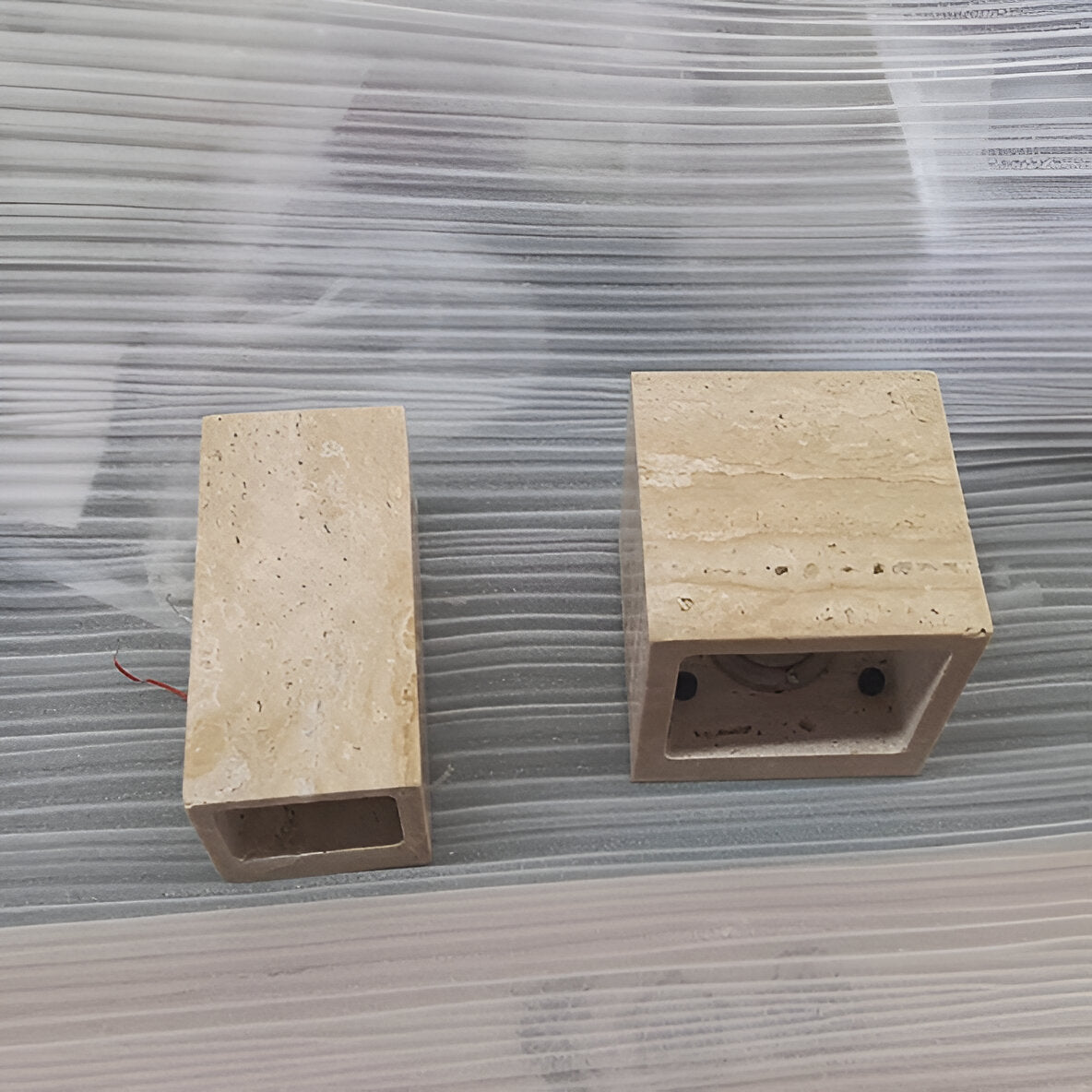Minimalist Travertine Stone Outdoor LED Wall Light With Natural Cave Stone Shade