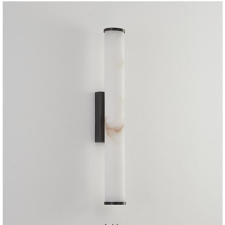 Minimalist Marble Tube Wall Light With Rectangular Backplate