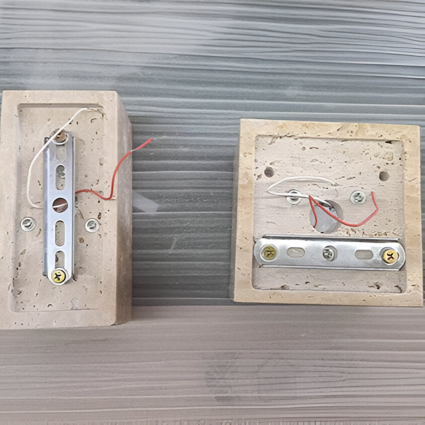 Minimalist Travertine Stone Outdoor LED Wall Light With Natural Cave Stone Shade
