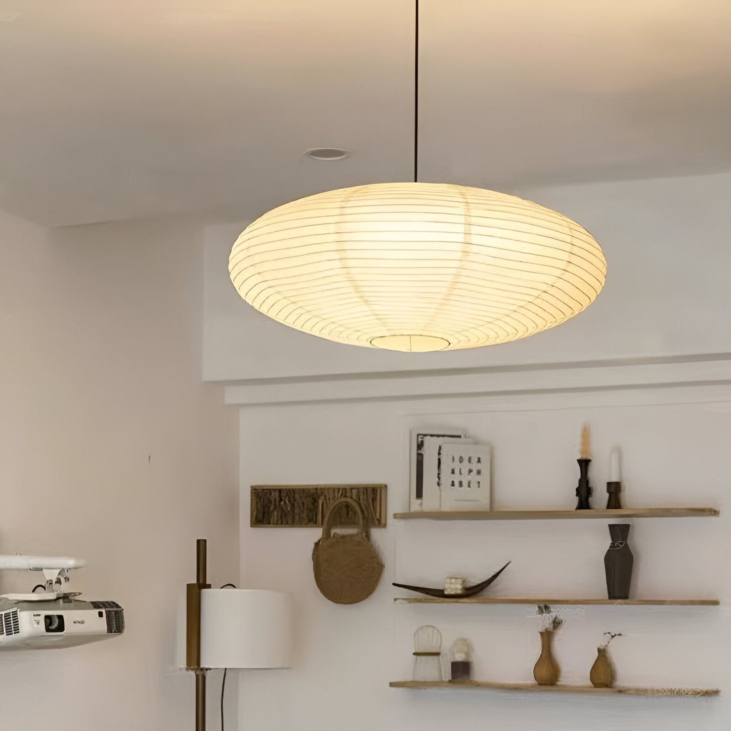 Japandi Paper Pendant Light With Xuan Paper Shade