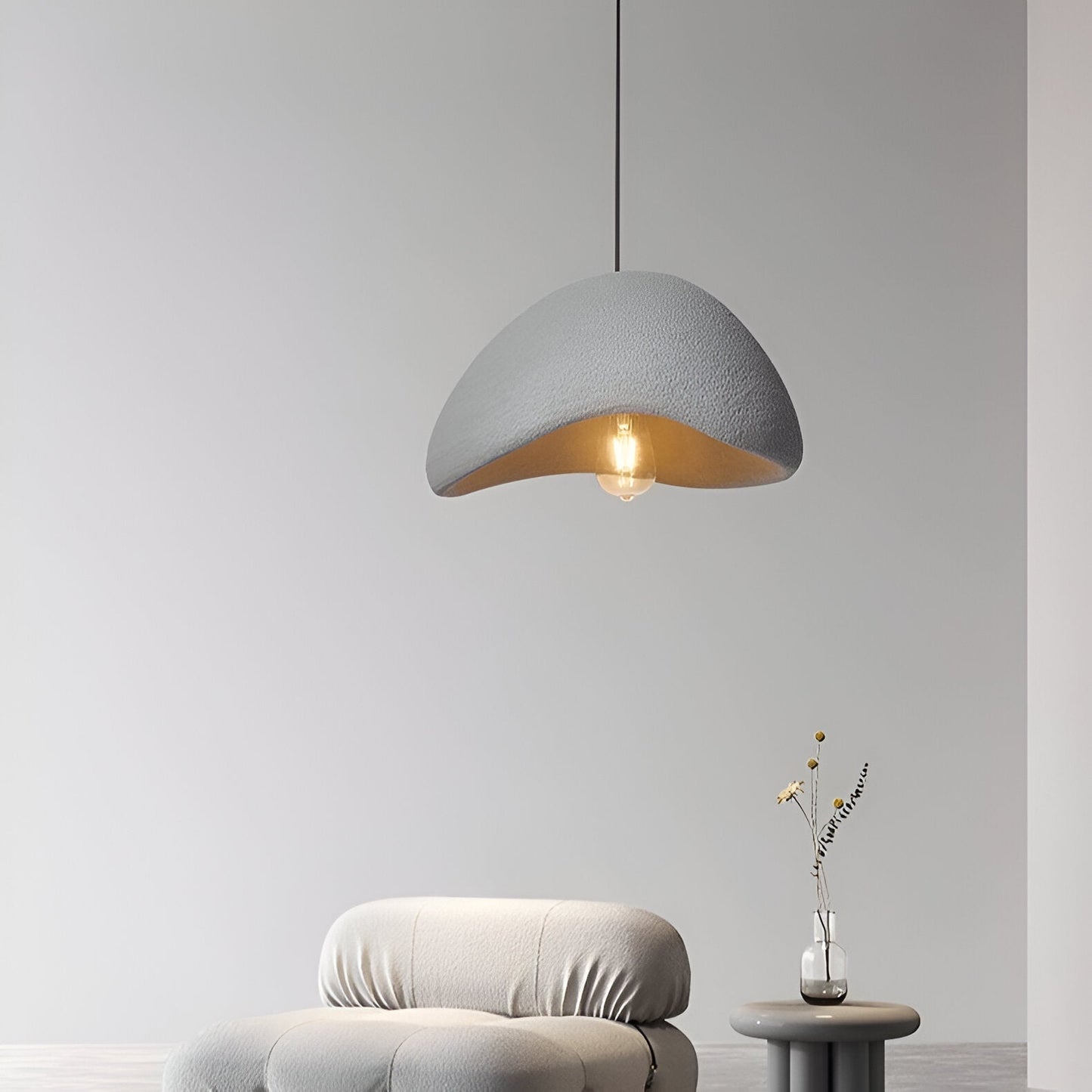 Japandi Cloud Pendant Light With Textured Polystyrene Shade