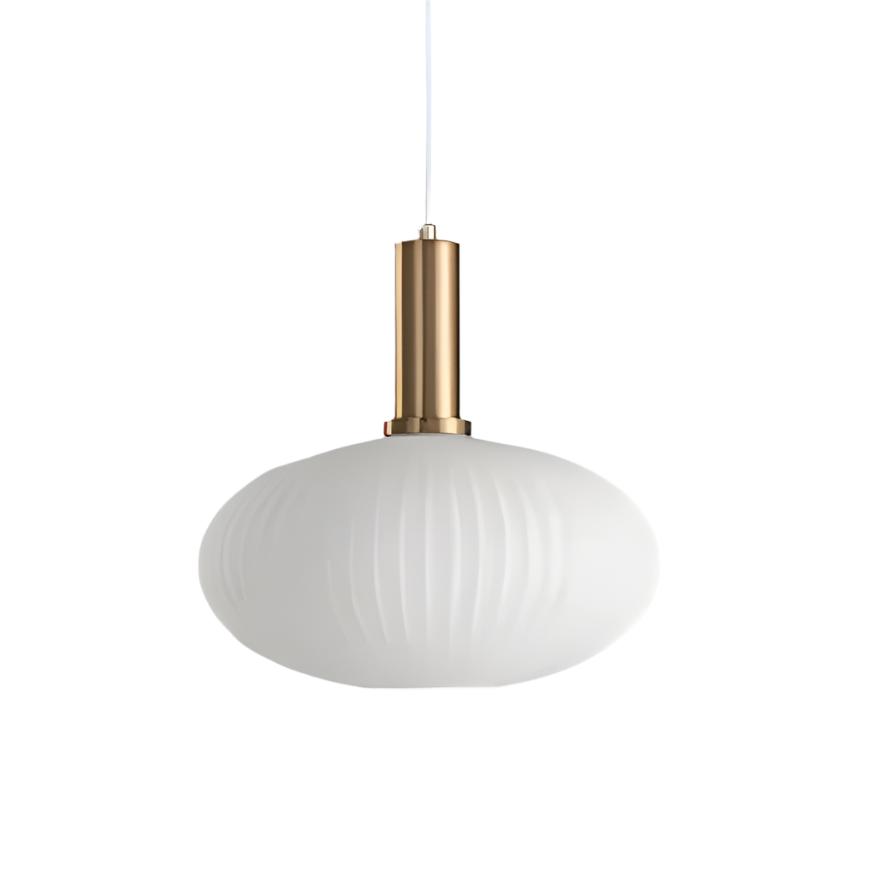 Ribbed Glass Pendant Lights With Metal Tube Fitting