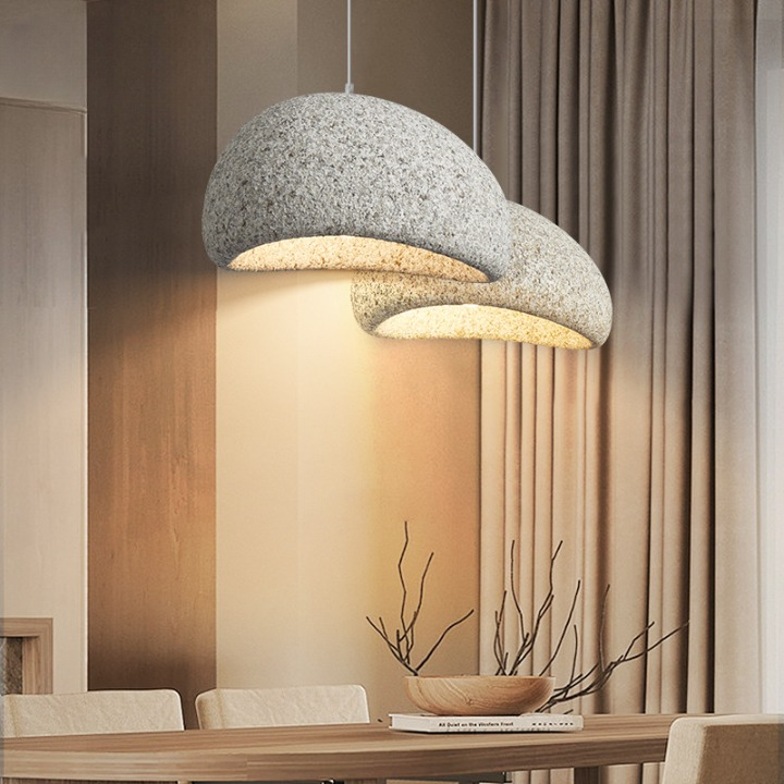 Wabi-Sabi Polystyrene Pendant Light With Spherical Dome Shade