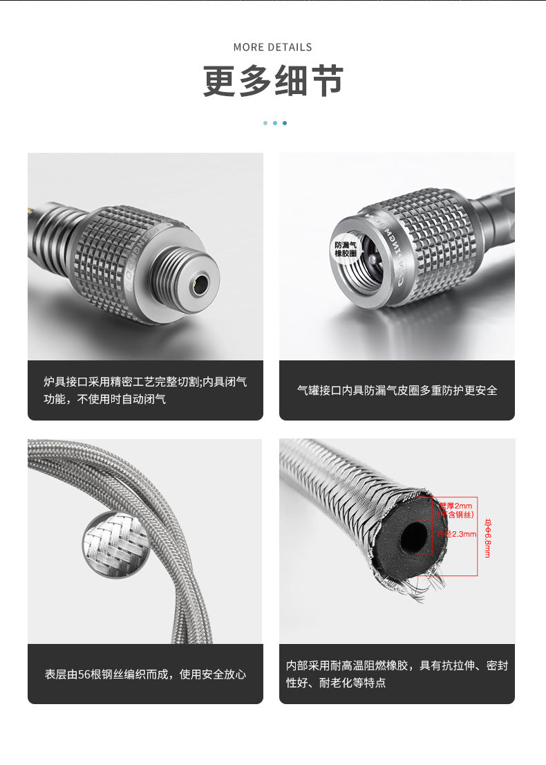 Campingmoon Z17-2M Canister Extension Hose Portable Lightweight Outdoor Camping Butane Extension Tube Flat Screw Threaded Tank Connector Pipe