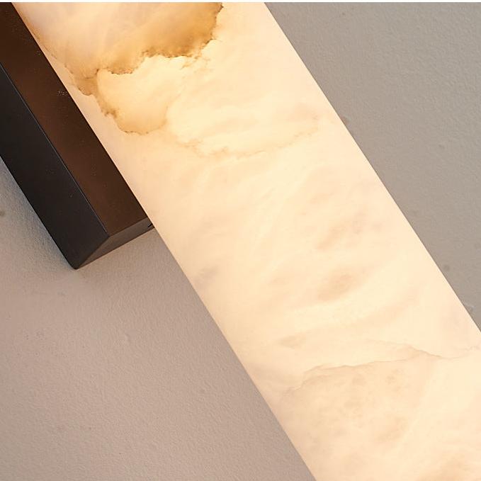 Minimalist Marble Tube Wall Light With Rectangular Backplate