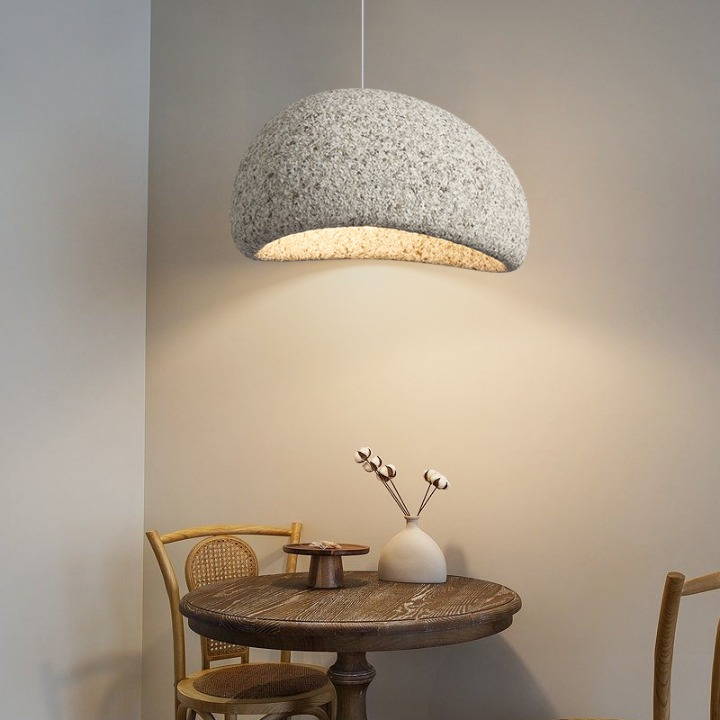 Wabi-Sabi Polystyrene Pendant Light With Spherical Dome Shade