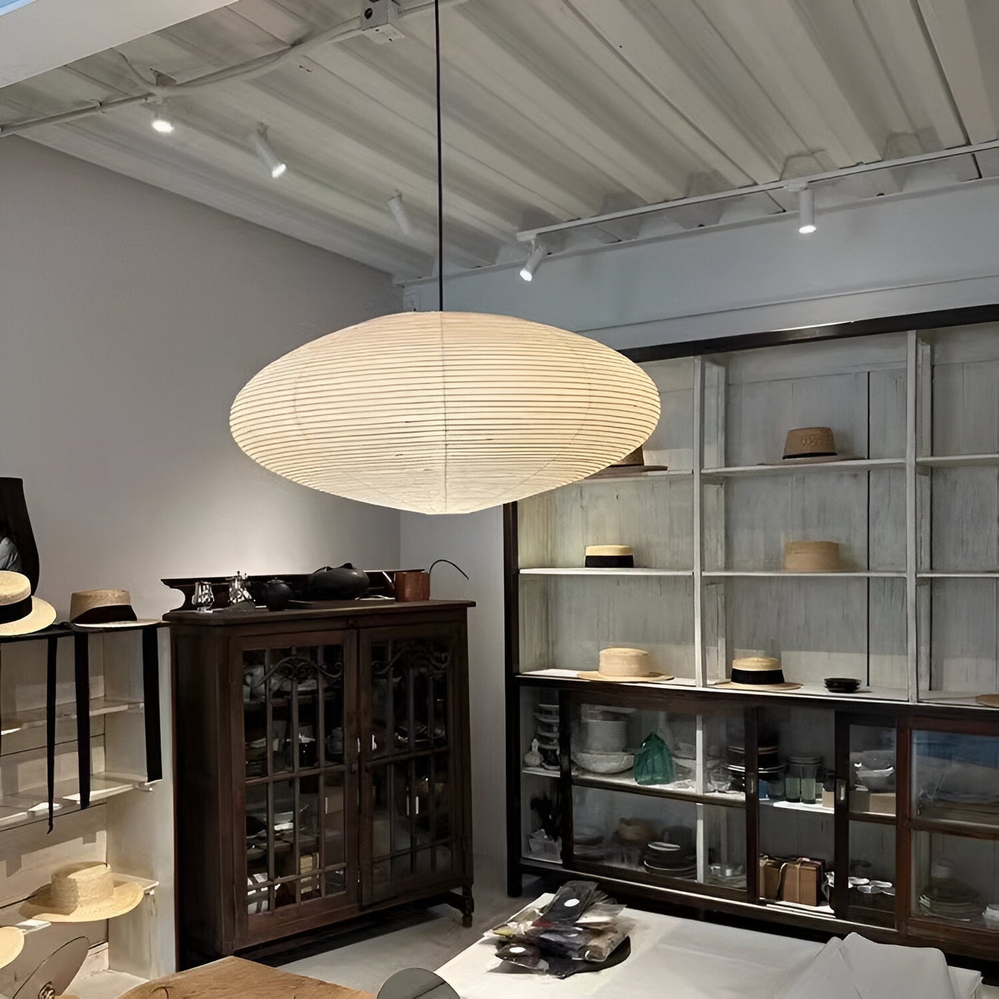 Japandi Paper Pendant Light With Xuan Paper Shade