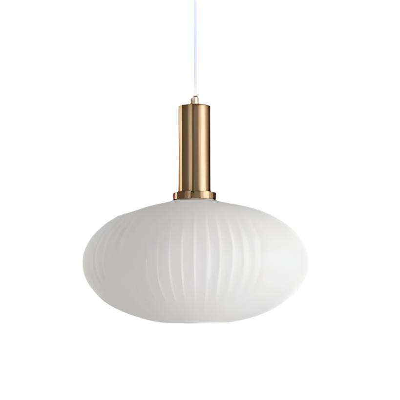 Ribbed Glass Pendant Lights With Metal Tube Fitting