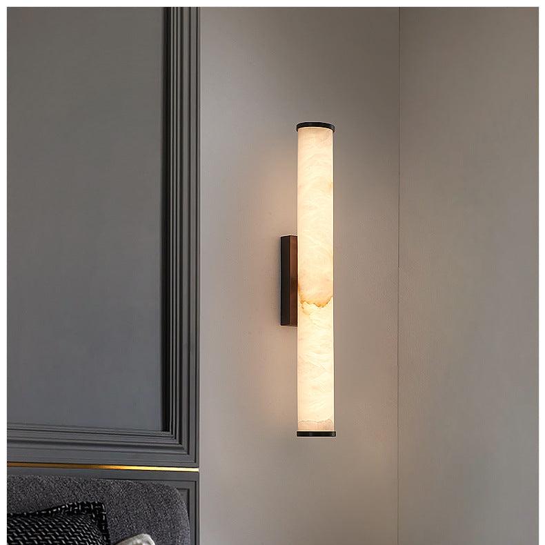 Minimalist Marble Tube Wall Light With Rectangular Backplate