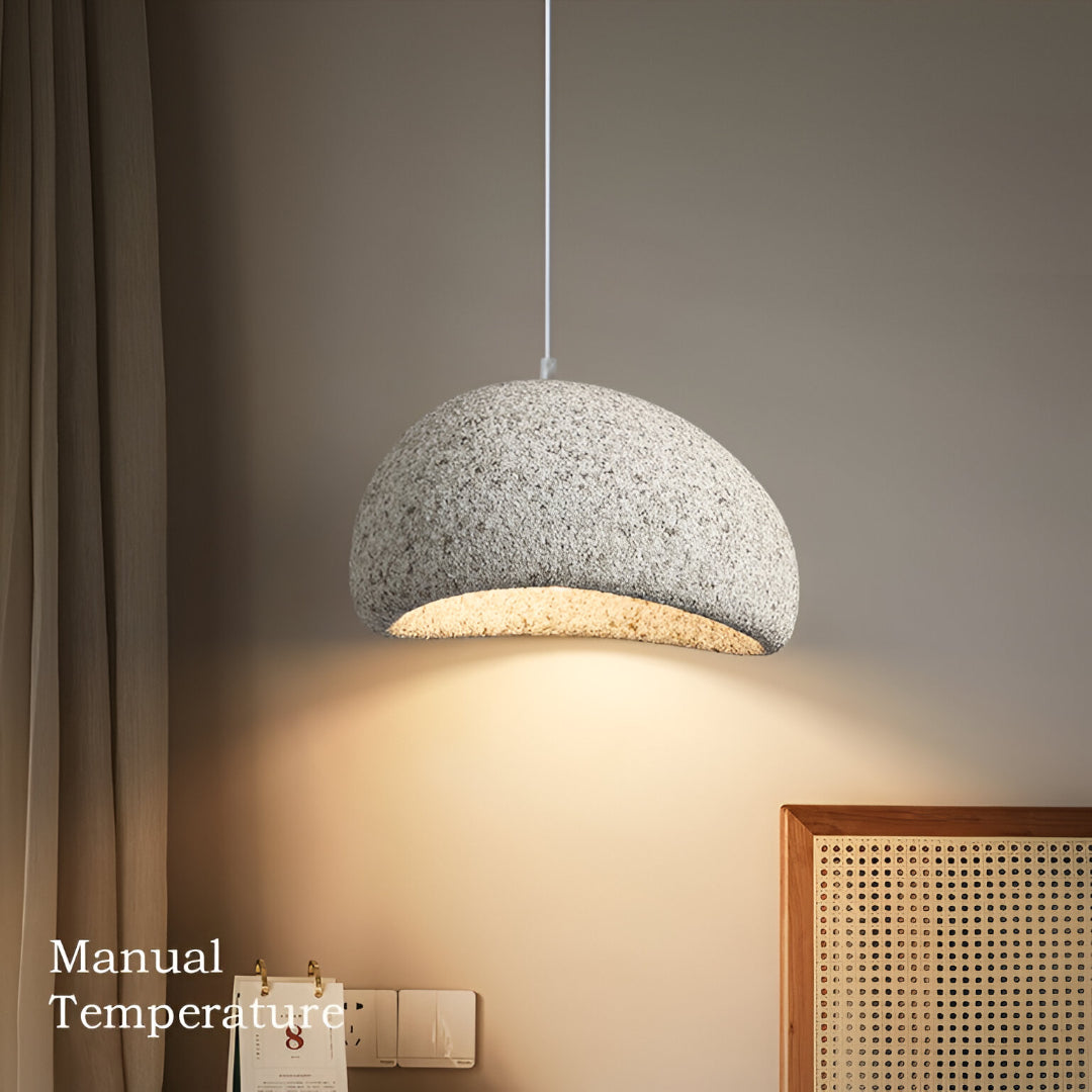 Wabi-Sabi Polystyrene Pendant Light With Spherical Dome Shade