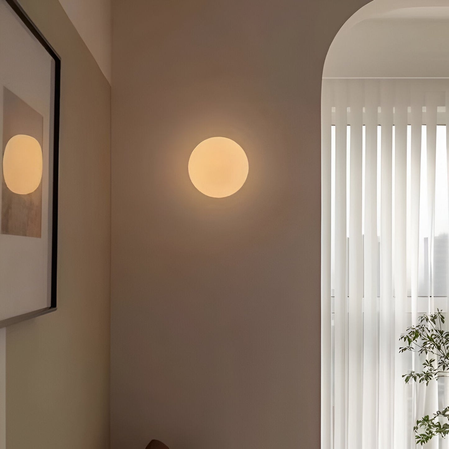 Minimalist Frosted Glass Wall Light LED Light With Iron Base