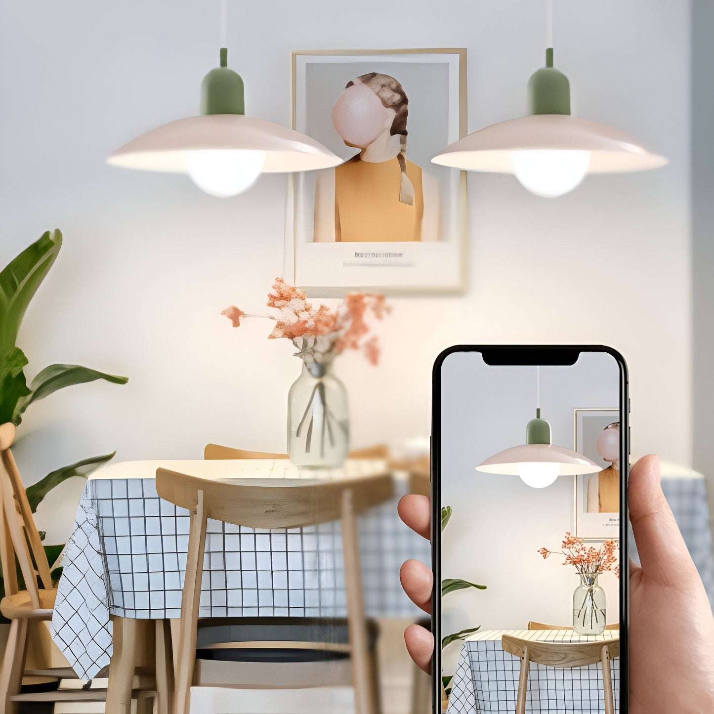 Bauhaus Minimalist Wrought Iron Pendant Light With Dome Shade