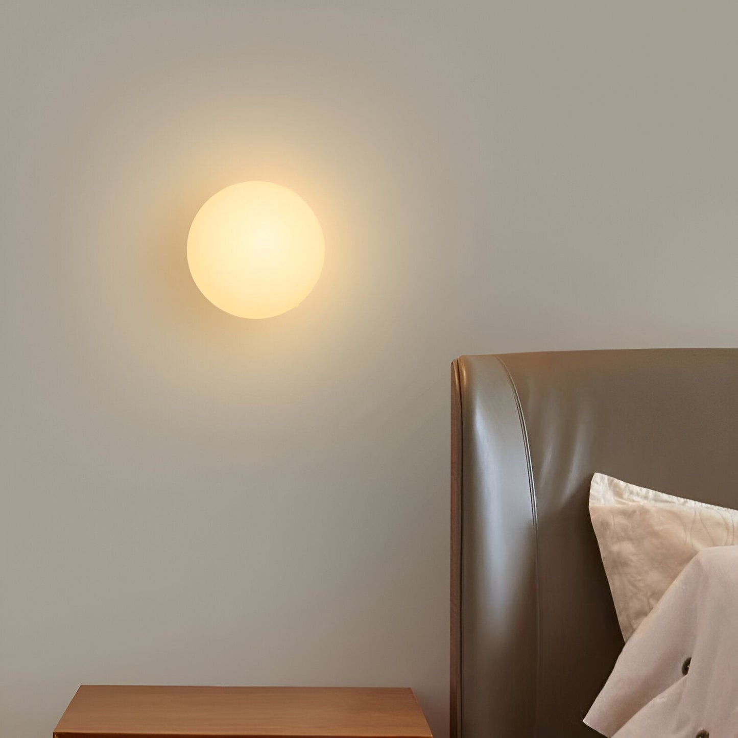 Minimalist Frosted Glass Wall Light LED Light With Iron Base