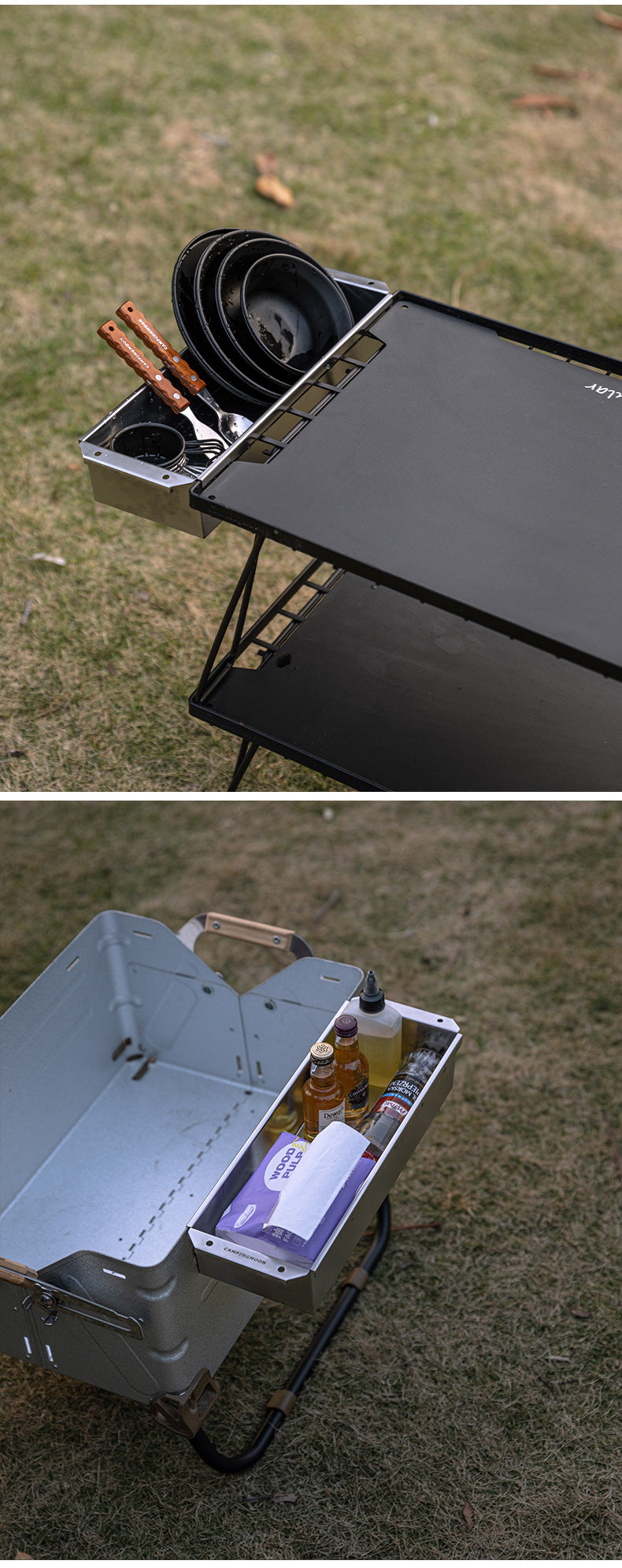 Campingmoon BK/CK-11 IGT Cutlery Box Multipurpose Food Kitchen Cutlery Storage Container Box Rack Half Unit Integrated Grill Table Accessories IGT Compatible