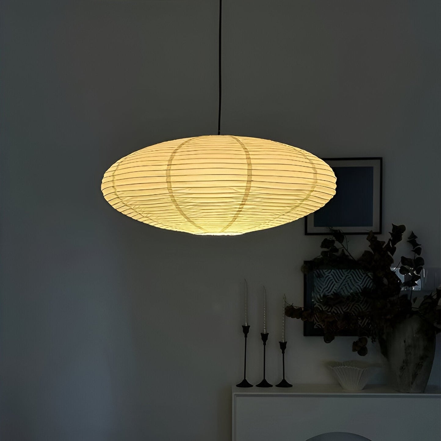 Japandi Paper Pendant Light With Xuan Paper Shade
