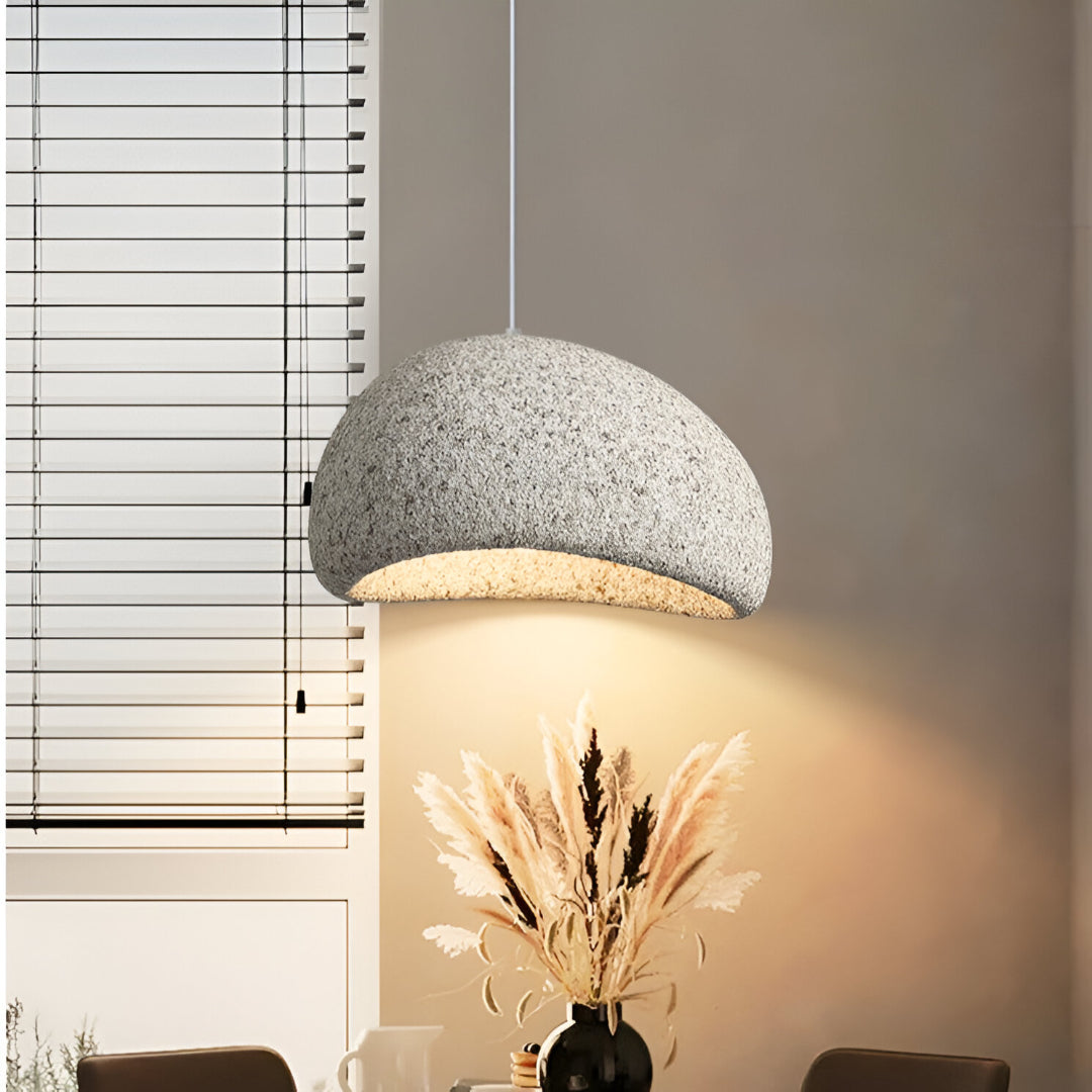 Wabi-Sabi Polystyrene Pendant Light With Spherical Dome Shade