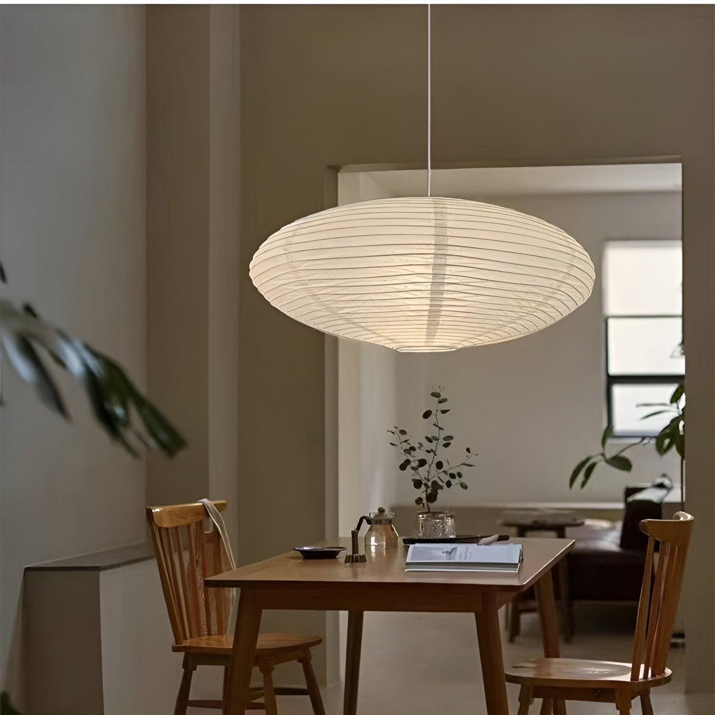 Japandi Paper Pendant Light With Xuan Paper Shade