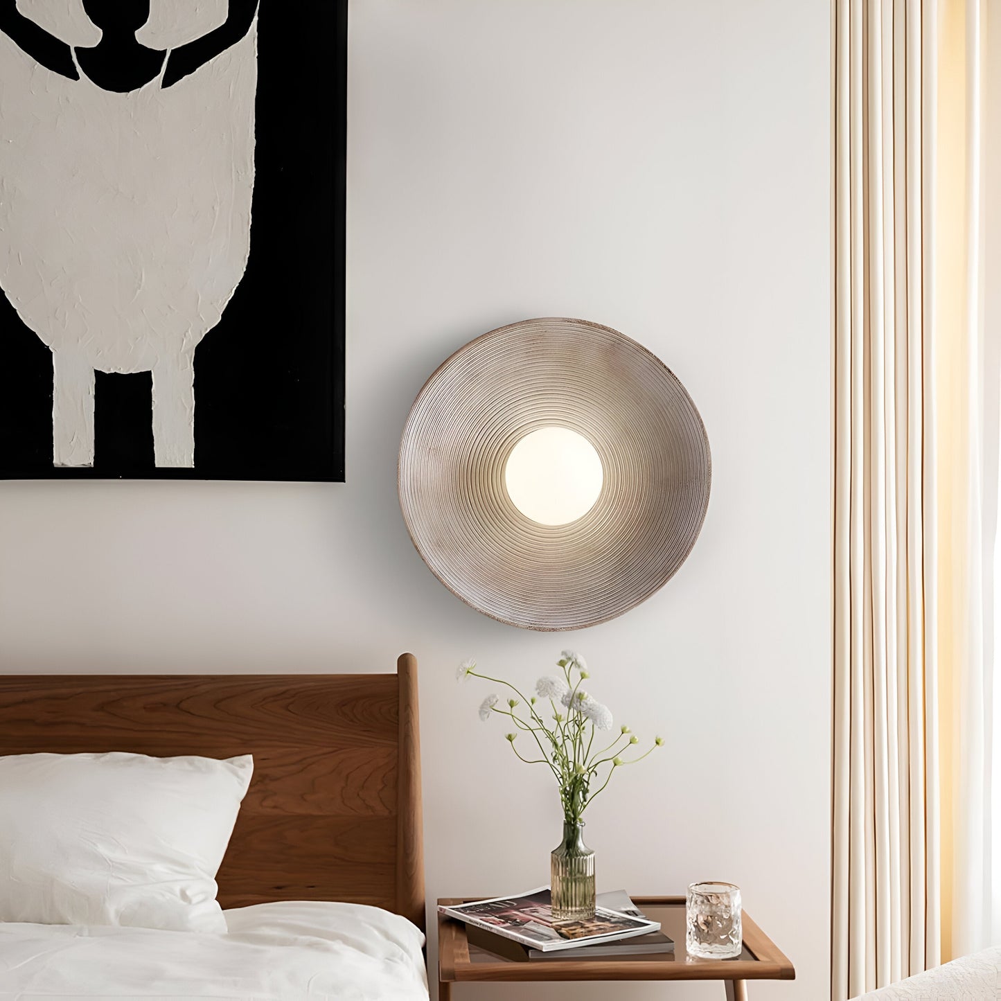 Retro Ceramic Disc Wall Light With Center Globe