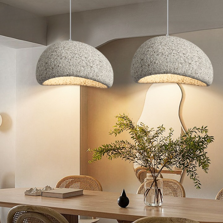Wabi-Sabi Polystyrene Pendant Light With Spherical Dome Shade
