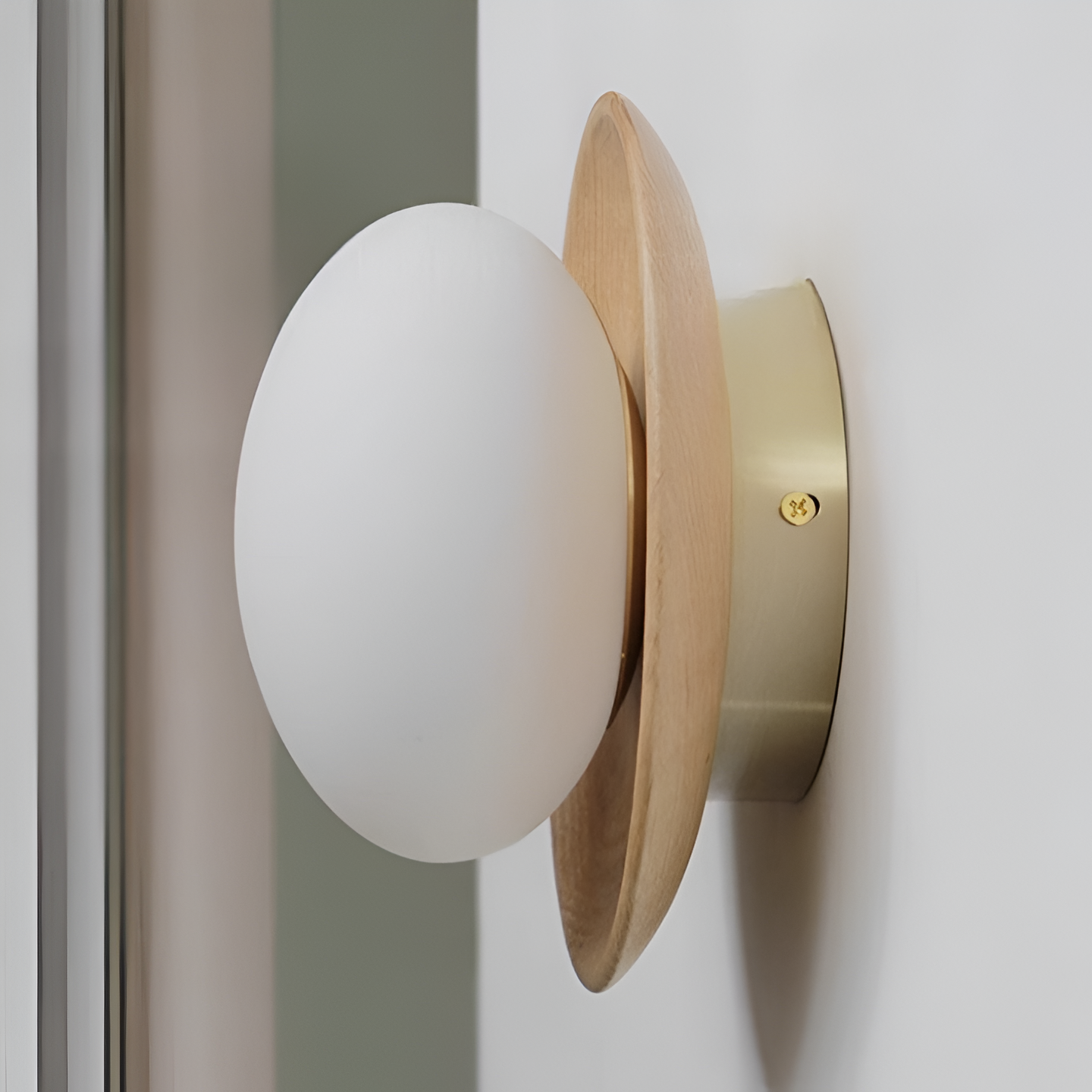 Nordic Natural Wood Wall Light LED Light With Globe Shade