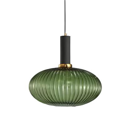 Ribbed Glass Pendant Lights With Metal Tube Fitting