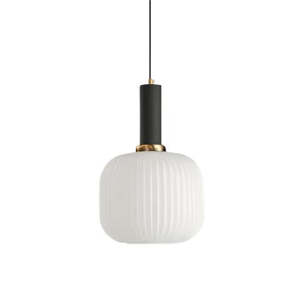 Ribbed Glass Pendant Lights With Metal Tube Fitting
